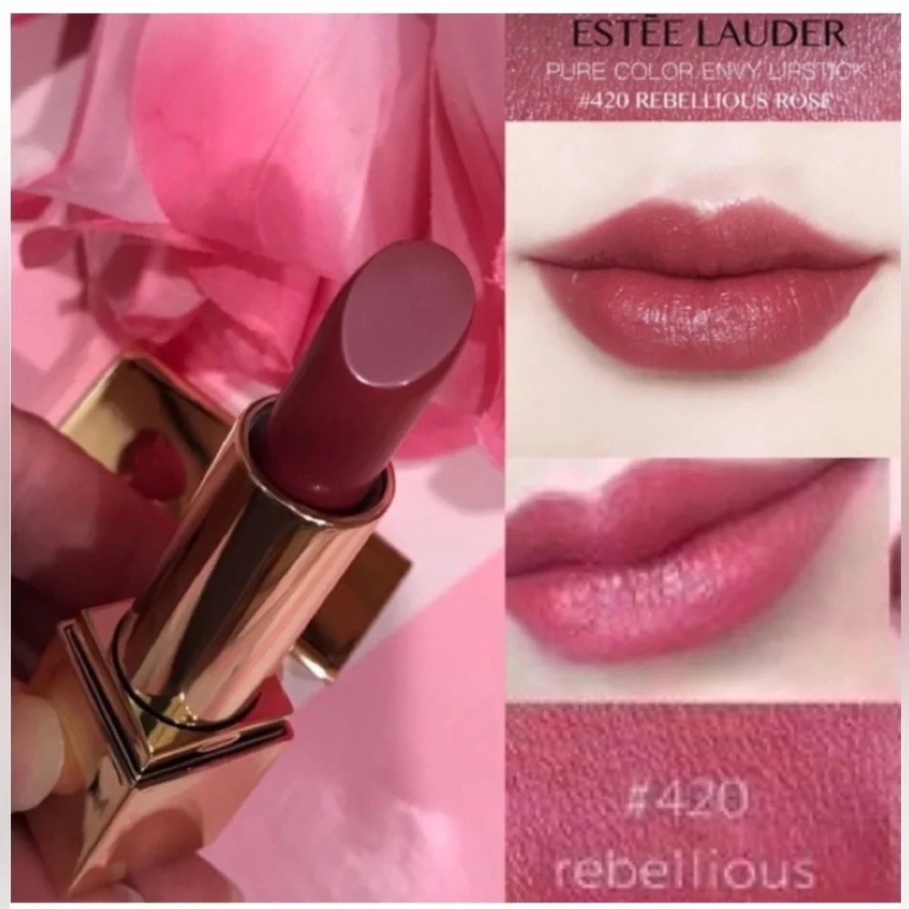 Estee Lauder Pure Color Rebellious Rose Lipstick 420 Limited Edition Pink Tube
